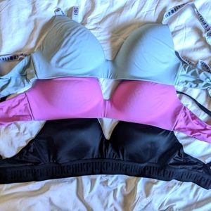 Victoria Secret Wireless Bras 34C Black, Pink, Mint Green Bundle of 3